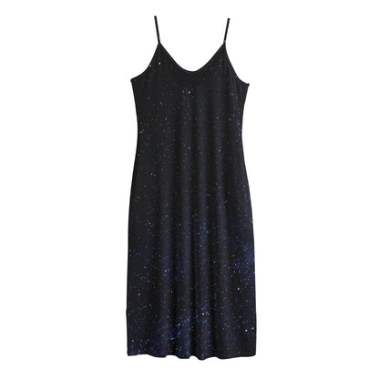 Dark Space Print Jersey Midi Cami Dress