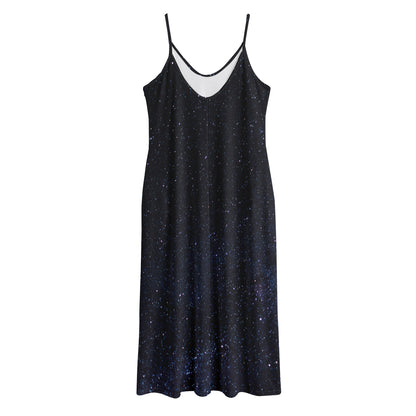 Dark Space Print Jersey Midi Cami Dress