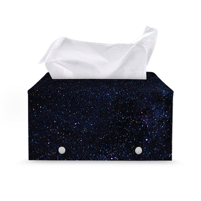 Dark Space Print Leather Tissue Box Cover