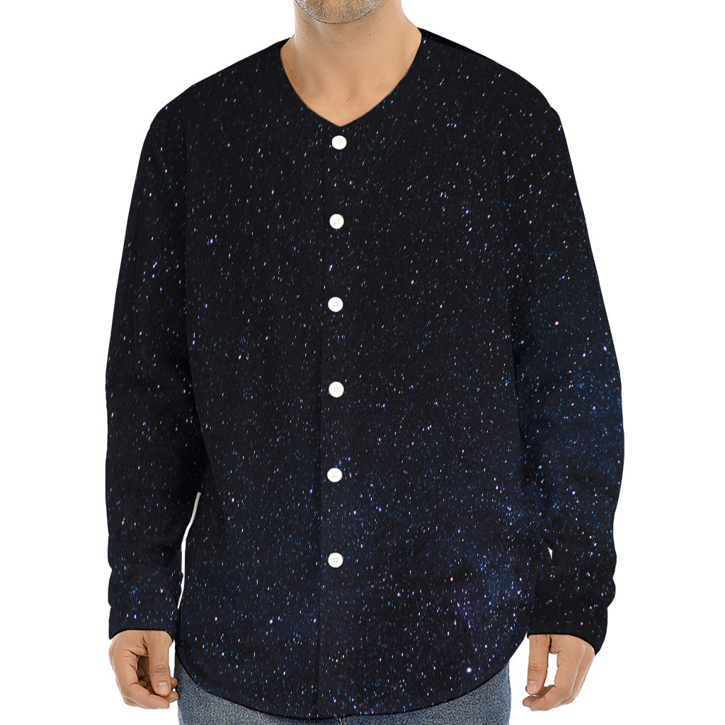Dark Space Print Long Sleeve Baseball Jersey