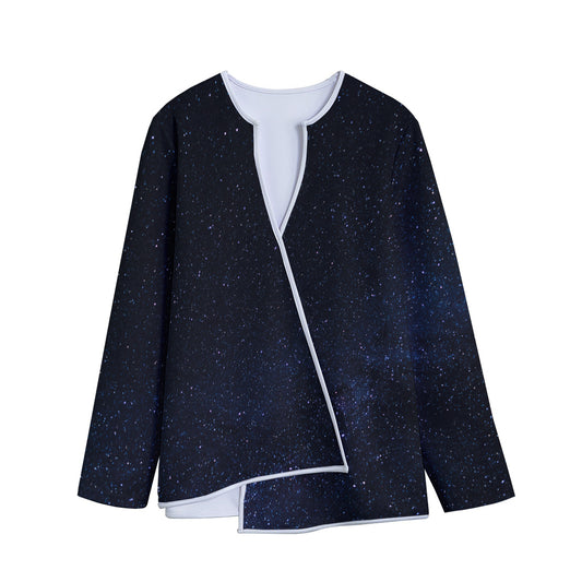 Dark Space Print Long Sleeve Short Coat