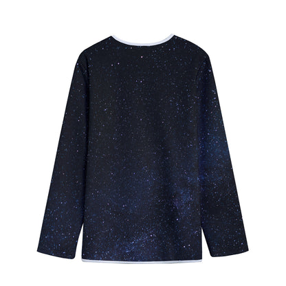 Dark Space Print Long Sleeve Short Coat