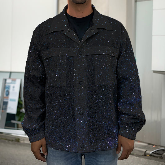 Dark Space Print Men's Shirt Jacket