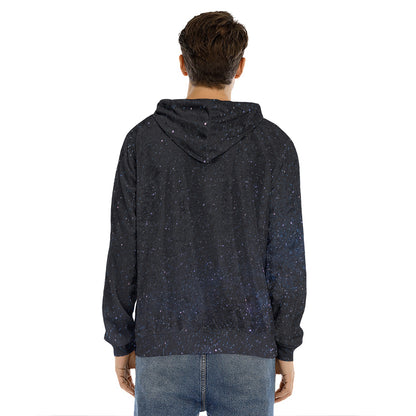 Dark Space Print Men's Velvet Pullover Hoodie