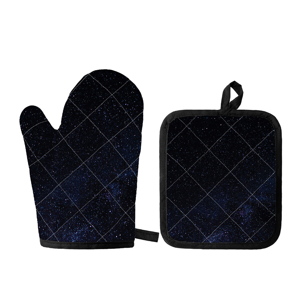 Dark Space Print Oven Mitt And Pot Holder Set