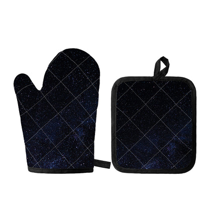 Dark Space Print Oven Mitt And Pot Holder Set