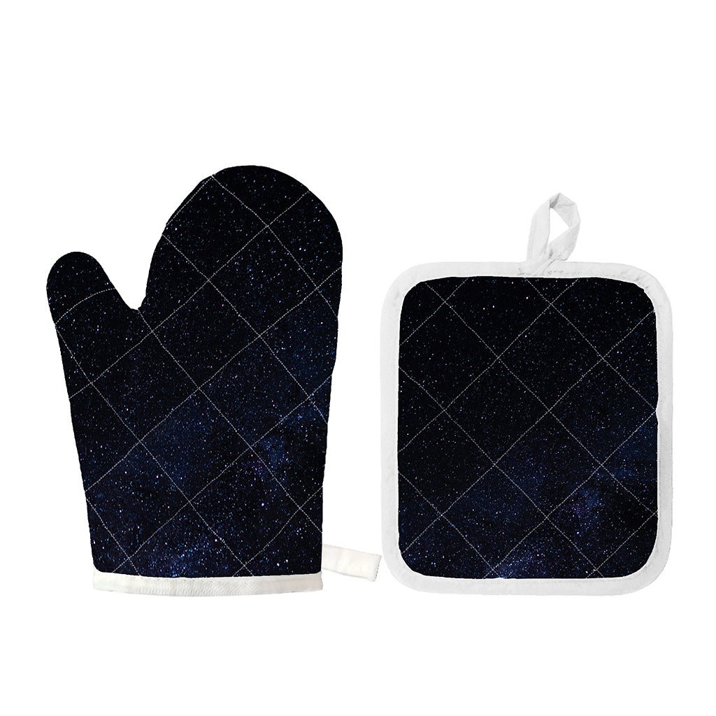 Dark Space Print Oven Mitt And Pot Holder Set