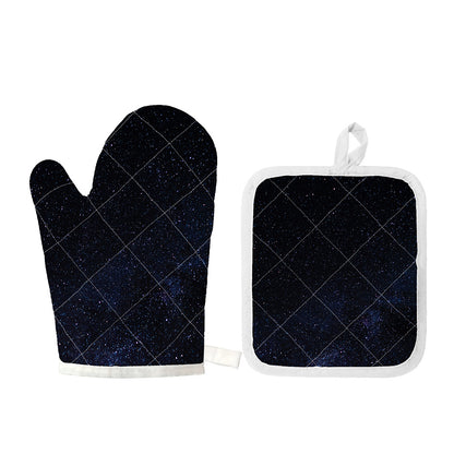 Dark Space Print Oven Mitt And Pot Holder Set