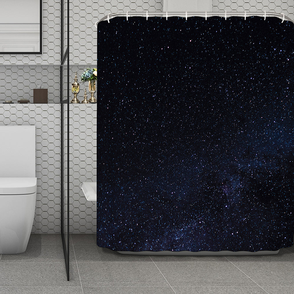 Dark Space Print Polyester Shower Curtain
