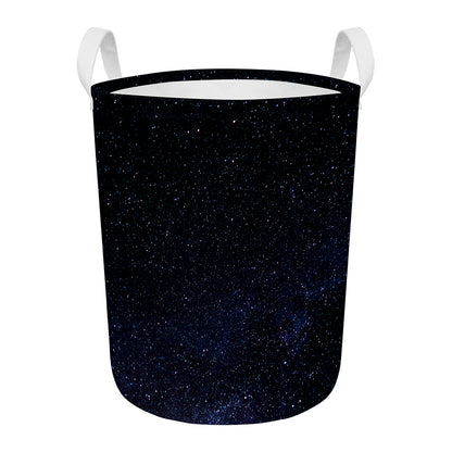 Dark Space Print Round Laundry Basket