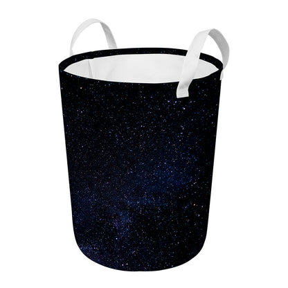 Dark Space Print Round Laundry Basket