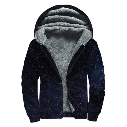 Dark Space Print Sherpa Lined Zip Up Hoodie