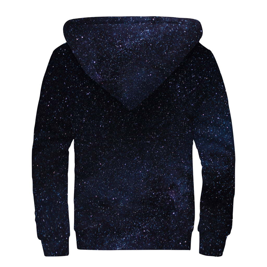 Dark Space Print Sherpa Lined Zip Up Hoodie