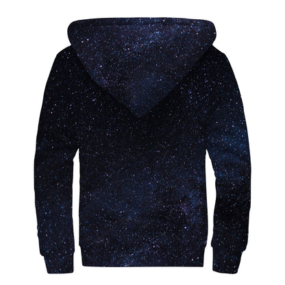 Dark Space Print Sherpa Lined Zip Up Hoodie