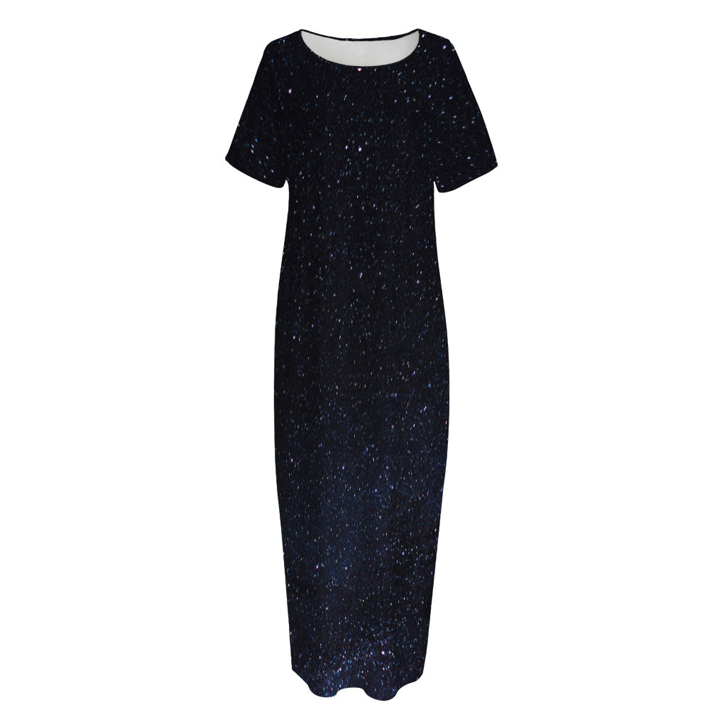 Dark Space Print Short Sleeve Long Nightdress