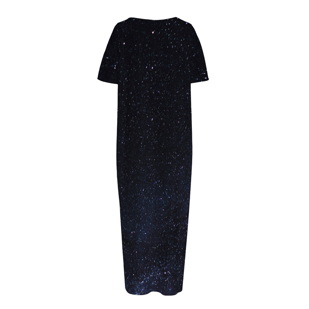 Dark Space Print Short Sleeve Long Nightdress