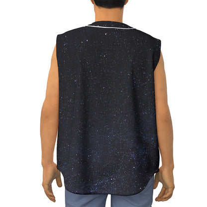 Dark Space Print Sleeveless Baseball Jersey