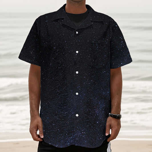 Dark Space Print Textured Short Sleeve Shirt