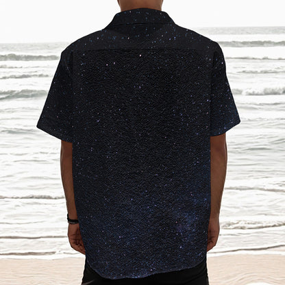 Dark Space Print Textured Short Sleeve Shirt