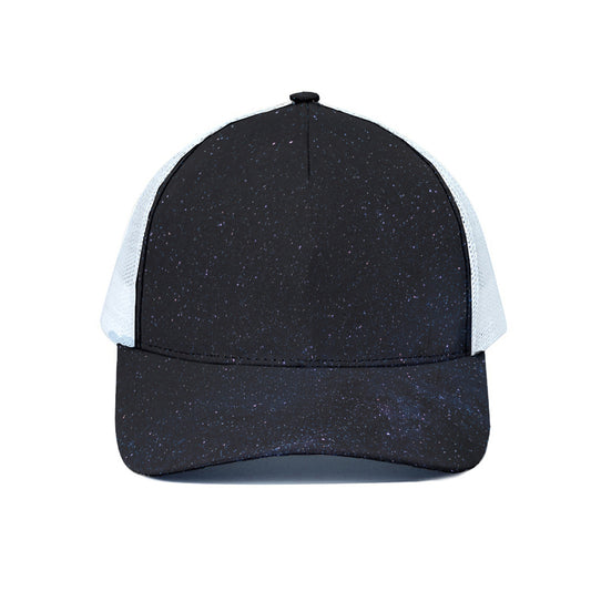 Dark Space Print White Mesh Trucker Cap