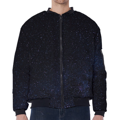 Dark Space Print Zip Sleeve Bomber Jacket