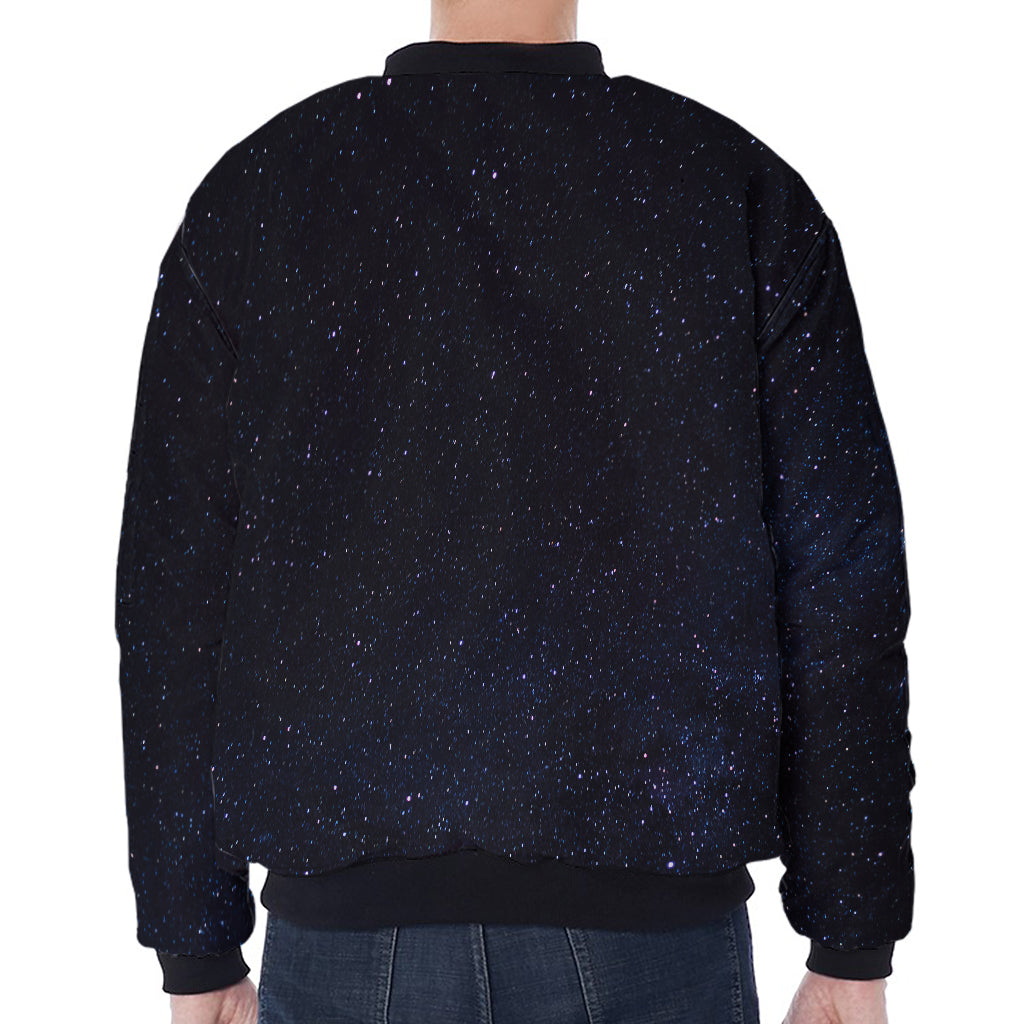Dark Space Print Zip Sleeve Bomber Jacket