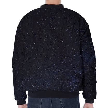 Dark Space Print Zip Sleeve Bomber Jacket