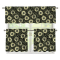 Dark Sunflower Pattern Print 3 Piece Kitchen Curtains