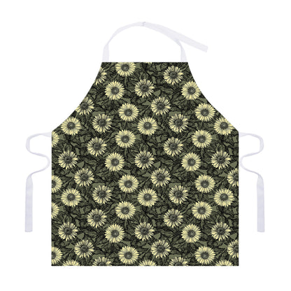 Dark Sunflower Pattern Print Adjustable Apron
