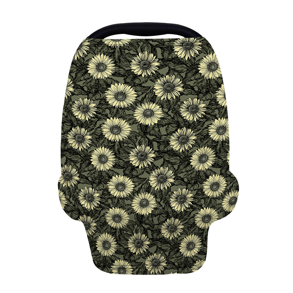 Dark Sunflower Pattern Print Baby Seat Cover