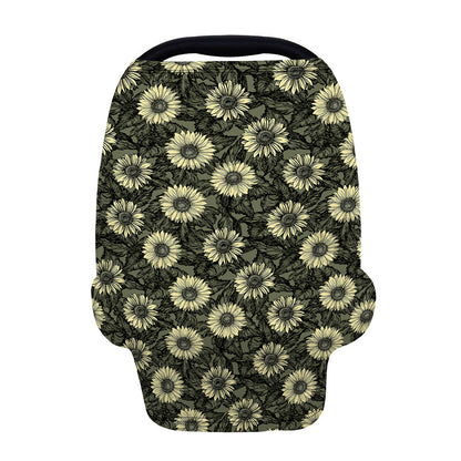 Dark Sunflower Pattern Print Baby Seat Cover
