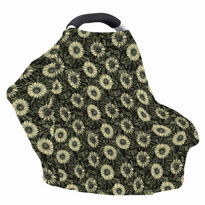 Dark Sunflower Pattern Print Baby Seat Cover