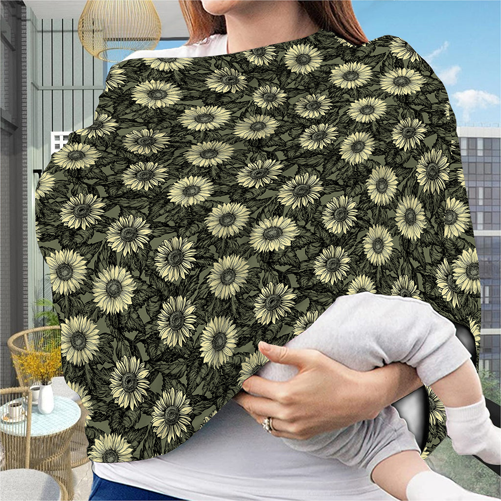 Dark Sunflower Pattern Print Baby Seat Cover