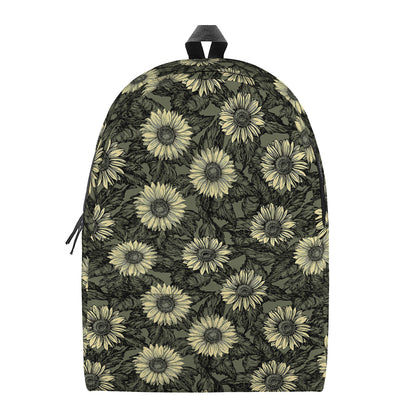 Dark Sunflower Pattern Print Backpack
