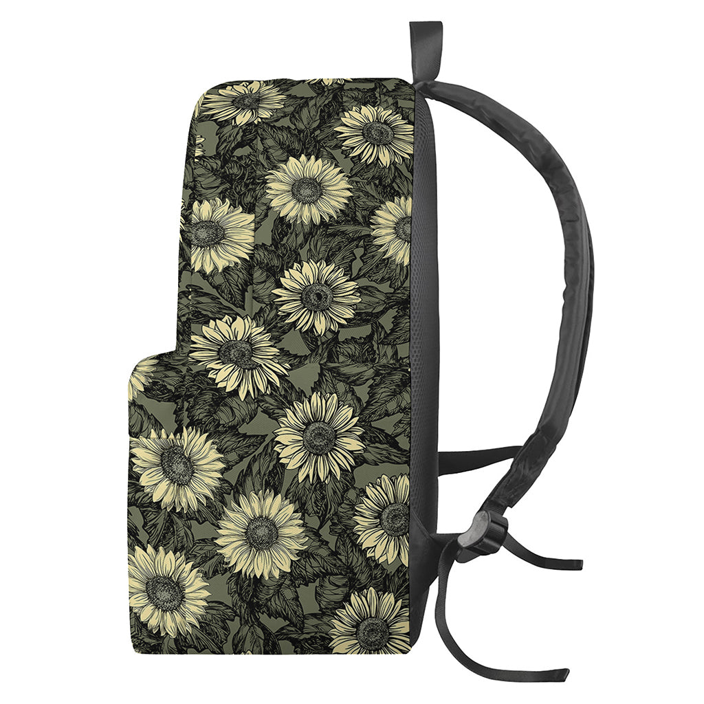 Dark Sunflower Pattern Print Backpack