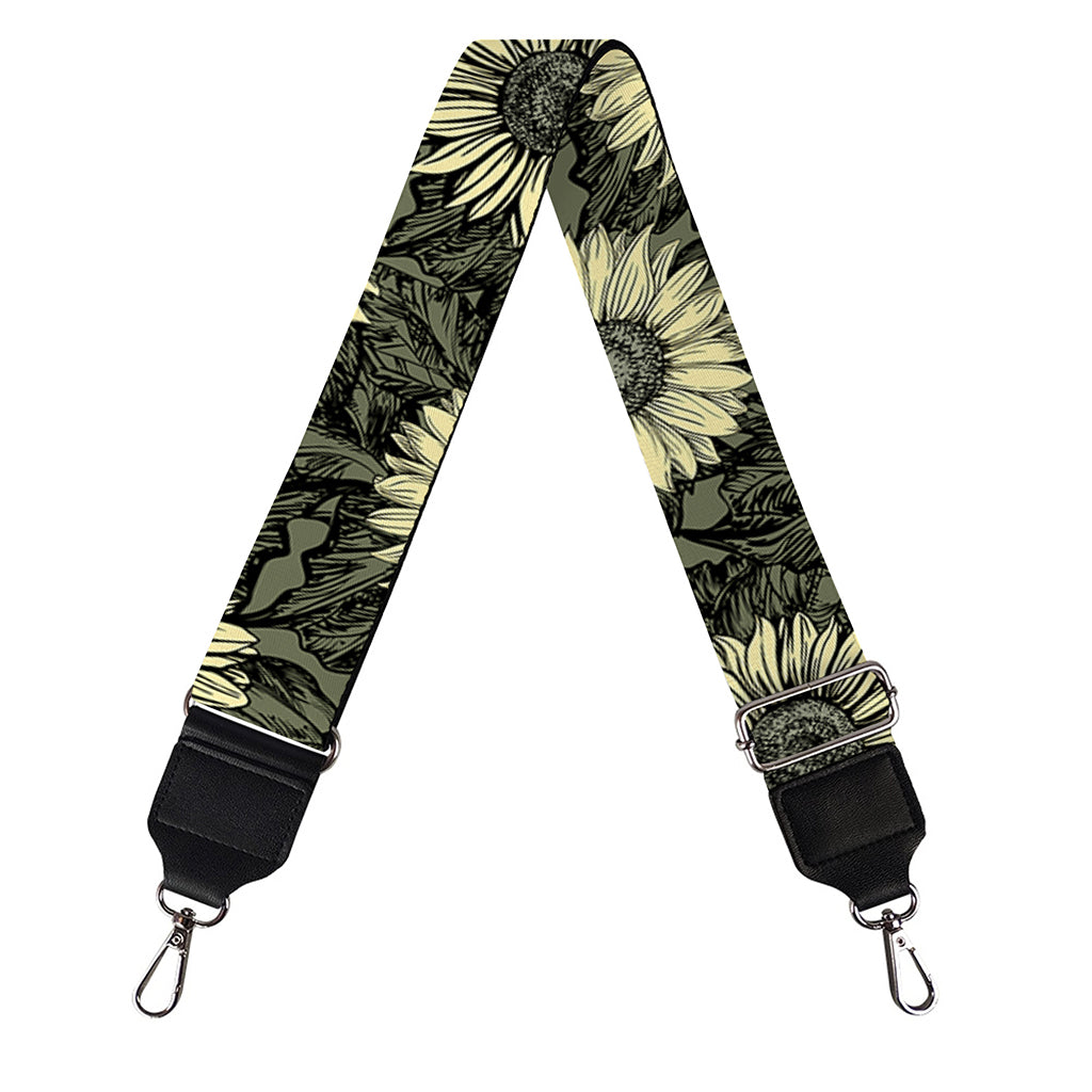 Dark Sunflower Pattern Print Bag Strap