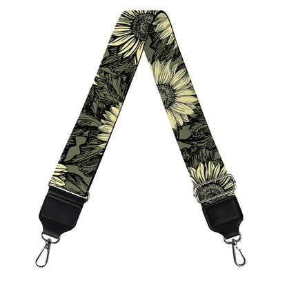 Dark Sunflower Pattern Print Bag Strap