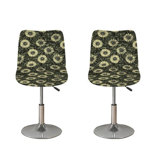 Dark Sunflower Pattern Print Bar Stool Covers