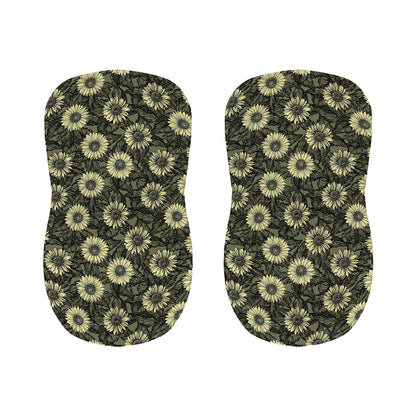 Dark Sunflower Pattern Print Bar Stool Covers