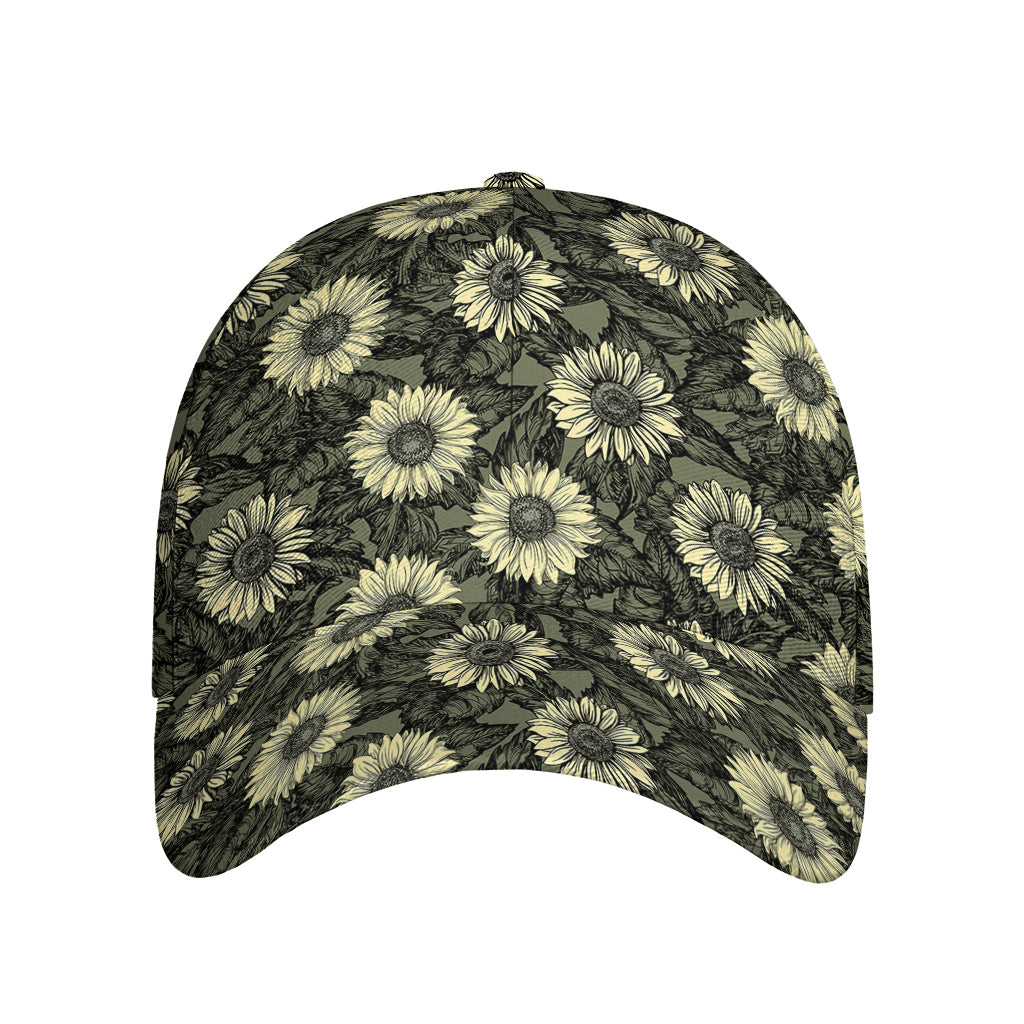 Dark Sunflower Pattern Print Baseball Cap