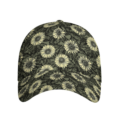 Dark Sunflower Pattern Print Baseball Cap