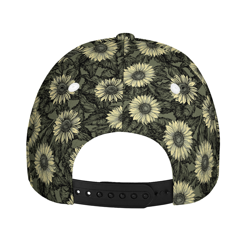 Dark Sunflower Pattern Print Baseball Cap