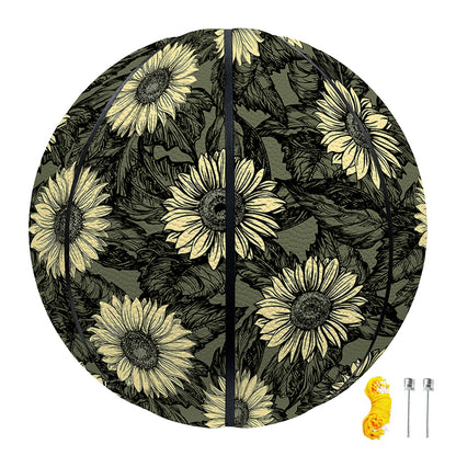 Dark Sunflower Pattern Print Basketball