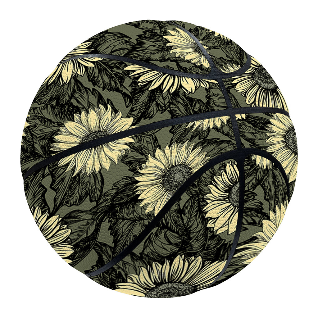 Dark Sunflower Pattern Print Basketball