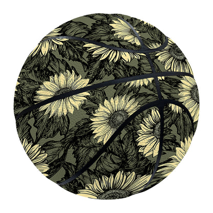 Dark Sunflower Pattern Print Basketball