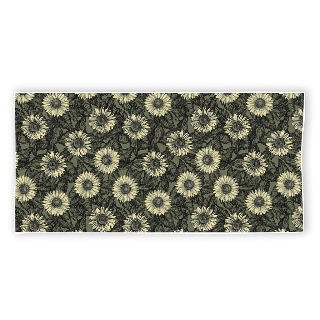 Dark Sunflower Pattern Print Beach Towel