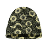 Dark Sunflower Pattern Print Beanie