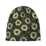 Dark Sunflower Pattern Print Beanie