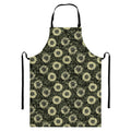 Dark Sunflower Pattern Print Bib Apron With Pocket