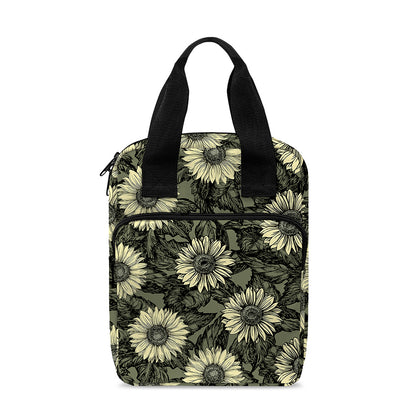 Dark Sunflower Pattern Print Bible Tote Bag